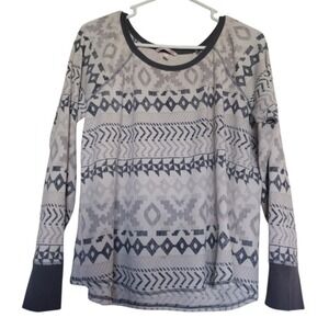 Victoria Secret Thermal Pajamas Woman's XL Gray Tribal Geometric Print Two‎ Pcs
